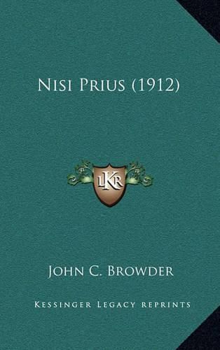 Cover image for Nisi Prius (1912)