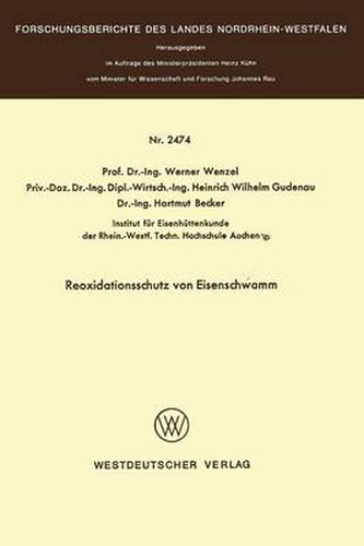Cover image for Reoxidationsschutz Von Eisenschwamm