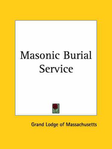 Cover image for Masonic Burial Service (1902)