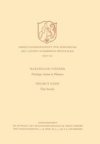 Cover image for Fluchtige Amine in Pflanzen. UEber Insulin