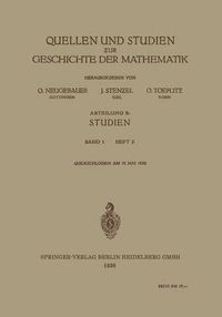 Cover image for Quellen Und Studien Zur Geschichte Der Mathematik: Abteilung B: Studien