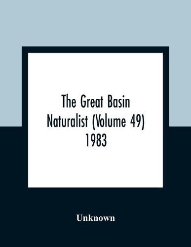 Cover image for The Great Basin Naturalist (Volume 49) 1983