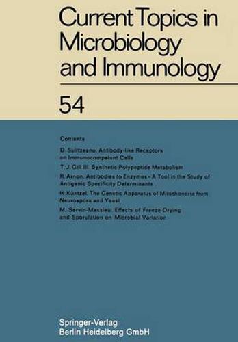 Cover image for Current Topics in Microbiology and Immunology: Ergebnisse der Mikrobiologie und Immunitatsforschung