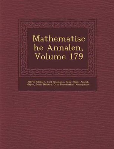 Cover image for Mathematische Annalen, Volume 179