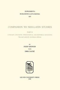 Cover image for Companion to Neo-Latin Studies: History and Diffusion of Neo-Latin Literature