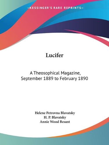 Cover image for Lucifer: a Theosophical Magazine