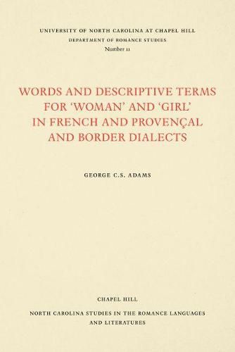 Cover image for Words and Descriptive Terms for   Woman   and   Girl   in French, Provencal, and Border Dialects