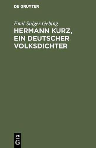 Cover image for Hermann Kurz, ein deutscher Volksdichter