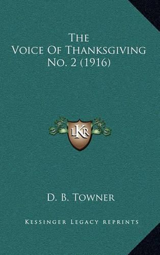 Cover image for The Voice of Thanksgiving No. 2 (1916)