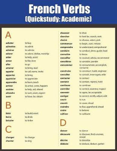 Cover image for French Verbs: Quick Study Academic