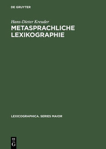 Cover image for Metasprachliche Lexikographie