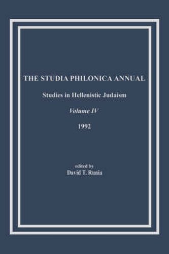 Cover image for The Studia Philonica Annual, IV, 1992