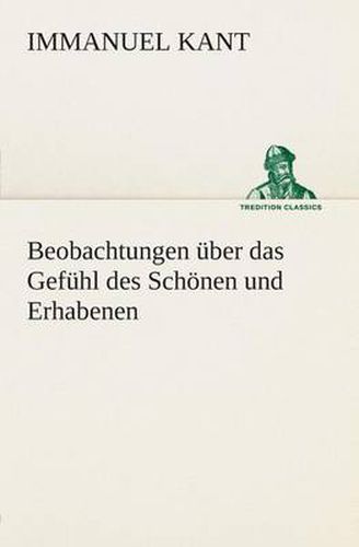 Cover image for Beobachtungen uber das Gefuhl des Schoenen und Erhabenen