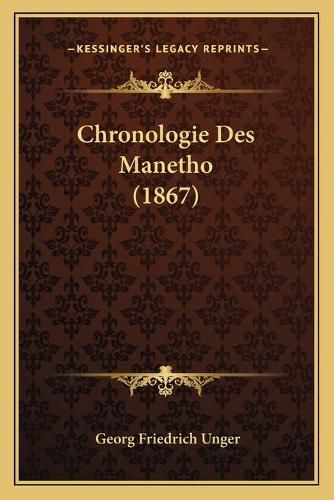 Cover image for Chronologie Des Manetho (1867)