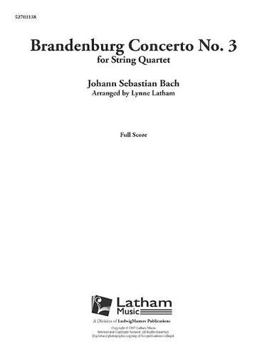 Cover image for Brandenburg Concerto No. 3 for String Quartet: Conductor Score