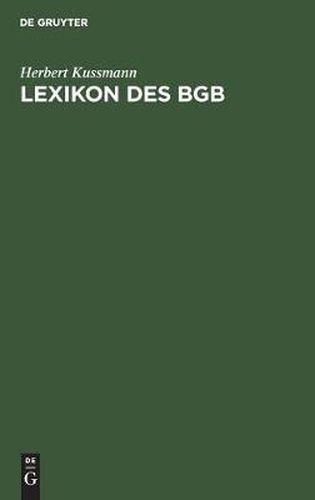 Cover image for Lexikon des BGB