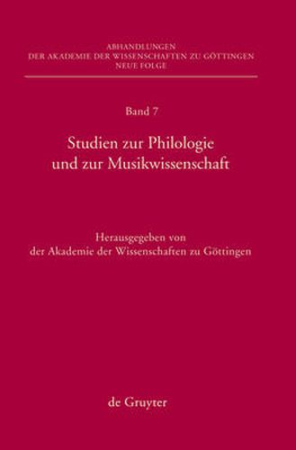 Cover image for Studien zur Philologie und zur Musikwissenschaft