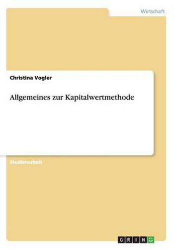 Cover image for Allgemeines zur Kapitalwertmethode