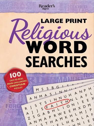 Cover image for Reader's Digest Large Print Religious Word Search: 100 Easy-To-Read Brain-Challenging Christian Puzzles