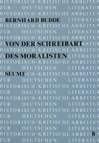 Cover image for Von Der Schreibart Des Moralisten: Seume