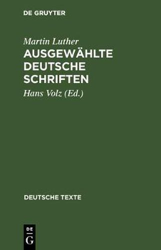Cover image for Ausgewahlte deutsche Schriften