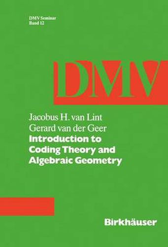 Cover image for Introduction to Coding Theory and Algebraic Geometry