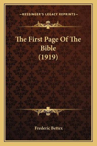 Cover image for The First Page of the Bible (1919)