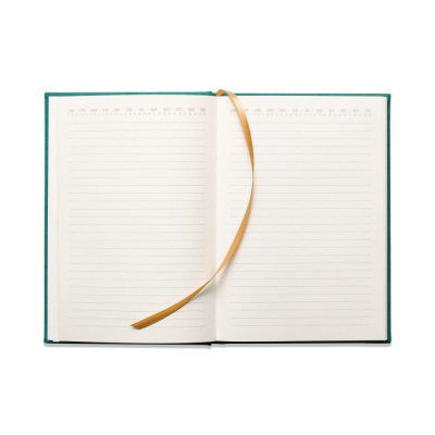 Hard Cover Suede Cloth Journal - Linear Green Boxes