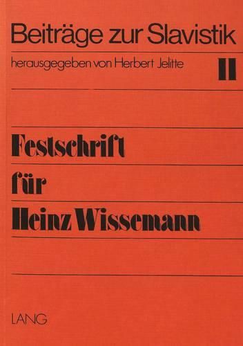 Cover image for Festschrift Fuer Heinz Wissemann