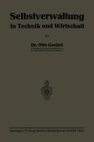 Cover image for Selbstverwaltung in Technik Und Wirtschaft