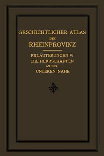 Cover image for Die Herrschaften Des Unteren Nahegebietes