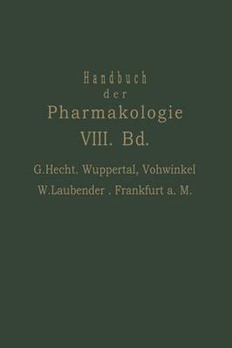 Cover image for Handbuch Der Experimentellen Pharmakologie: Achter Band