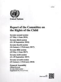 Cover image for Report of the Committee on the Rights of the Child: Seventy-third Session