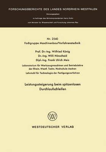 Cover image for Leistungssteigerung Beim Spitzenlosen Durchlaufschleifen