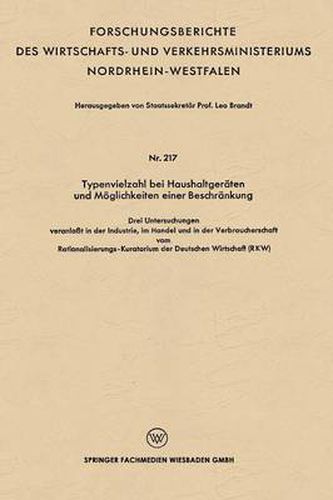 Cover image for Typenvielzahl Bei Haushaltgeraten Und Moeglichkeiten Einer Beschrankung