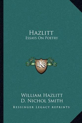 Cover image for Hazlitt: Essays on Poetry