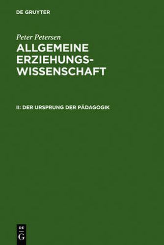 Cover image for Der Ursprung der Padagogik