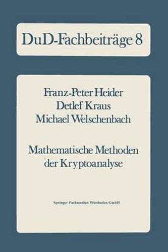 Cover image for Mathematische Methoden Der Kryptoanalyse