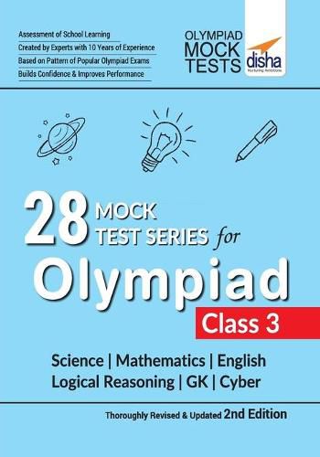 Cover image for 28 Mock Test Series for Olympiads Class 3 Cience, Mathematics, English, Logical Reasoning, Gk & Cyber