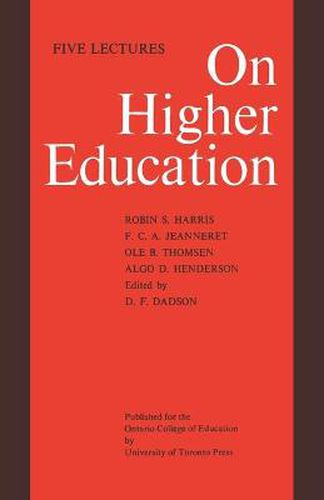 Cover image for On Higher Education: Five Lectures