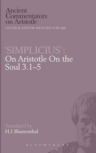 Cover image for On Aristotle  On the Soul 3.1-5