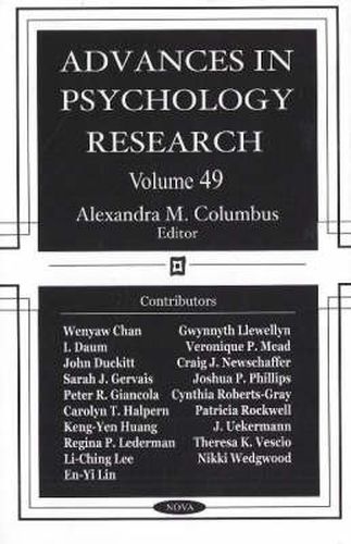 Cover image for Advances in Psychology Research: Volume 49