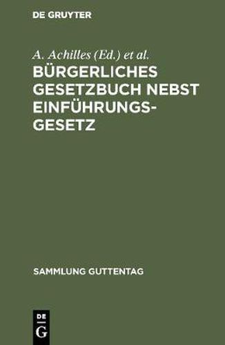 Cover image for Burgerliches Gesetzbuch nebst Einfuhrungsgesetz