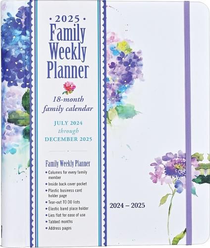 2025 Hydrangeas Family Weekly Planner (18 Months, July 2024 to Dec 2025)