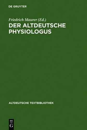 Cover image for Der altdeutsche Physiologus