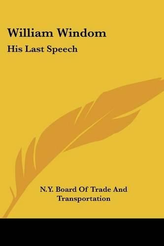 Cover image for William Windom: His Last Speech