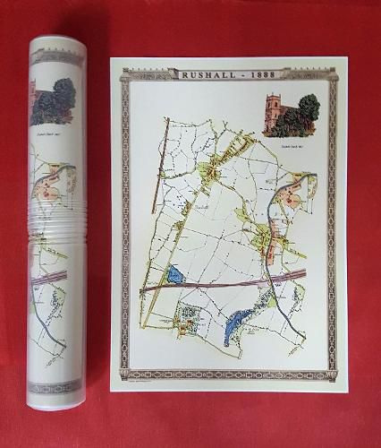 Cover image for Rushall to Daw End 1888 - Old Map Supplied Rolled in a Clear Two Part Screw Presentation Tube - Print size 45cm x 32cm