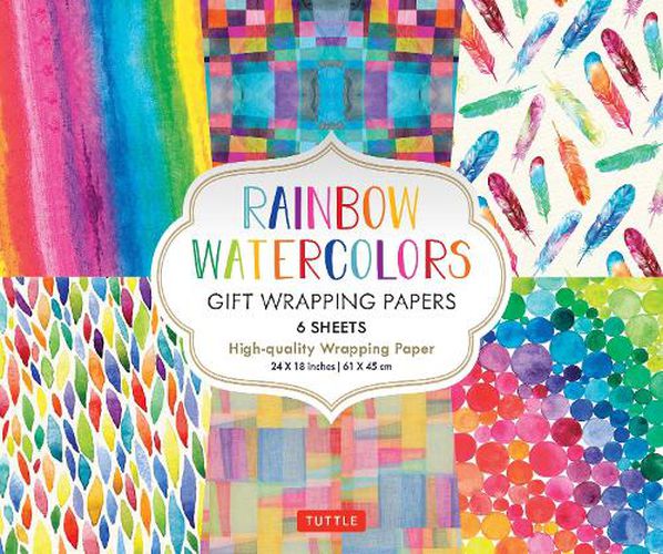 Cover image for Rainbow Watercolors Gift Wrapping Papers - 6 sheets: 24 x 18 inch Wrapping Paper