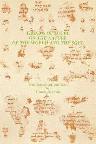 Cover image for Timaios of Locri: On the Nature of the World and the Soul