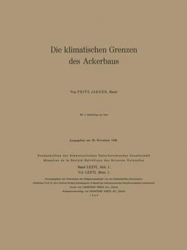 Cover image for Die Klimatischen Grenzen Des Ackerbaus